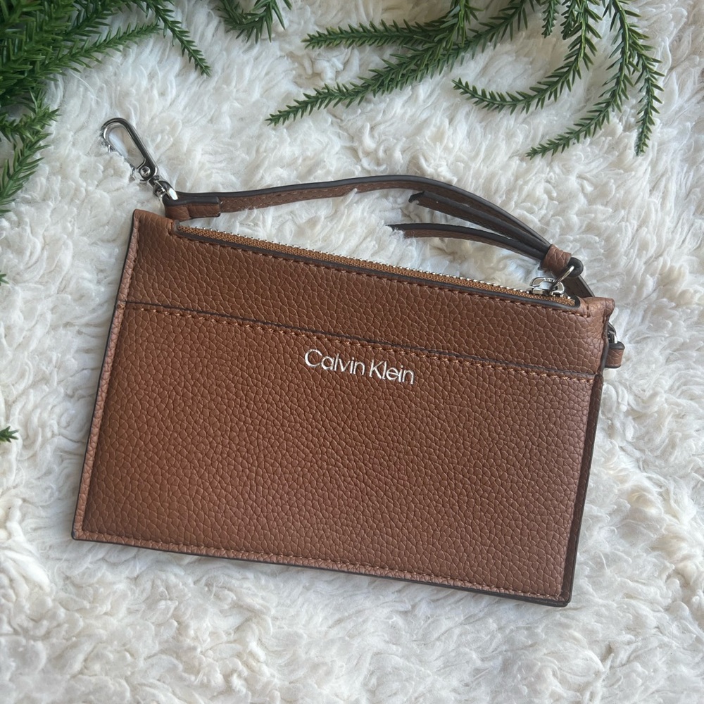 Calvin Klein Brown Leather Wristlet